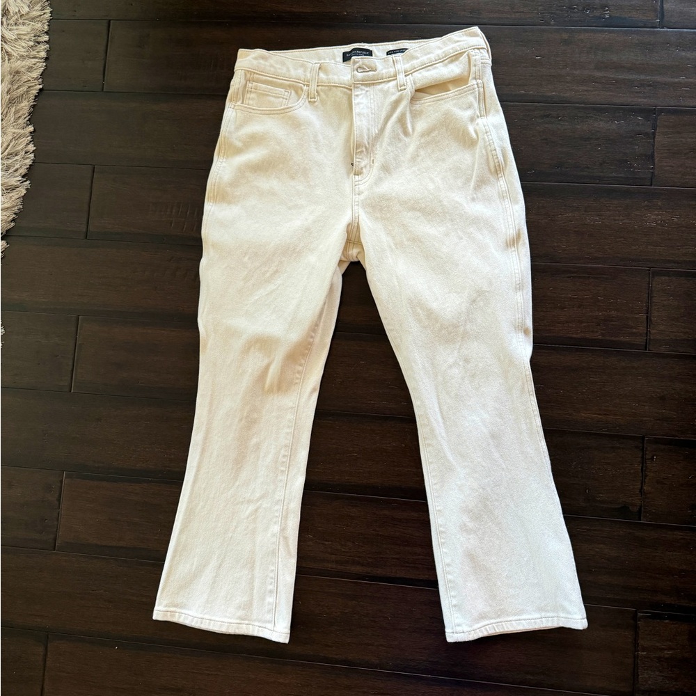 Banana Republic cream crop flare jeans